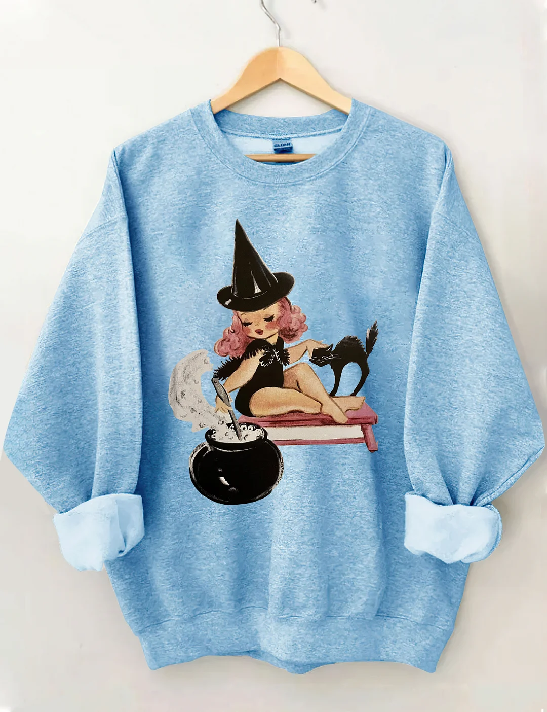 Halloween Little Witch Girl Cat Sweatshirt