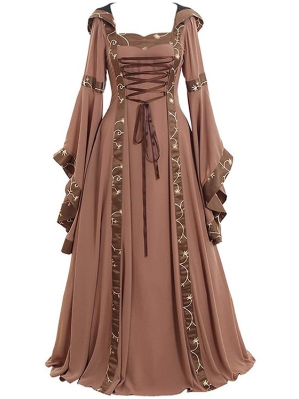 Vintage Bandaged Square Neck Bell Sleeve Dress