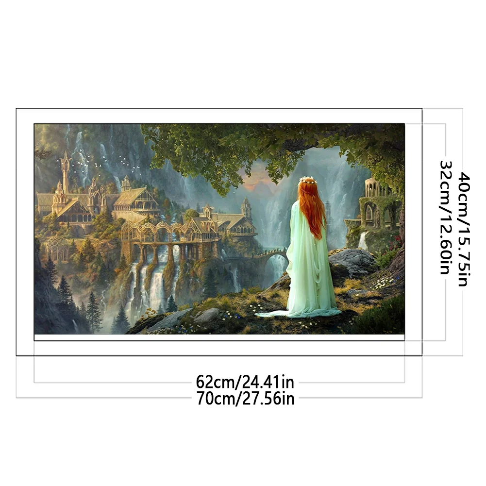 18CT Full Stamped Cross Stitch - Elvish City(Canvas|70*40CM)
