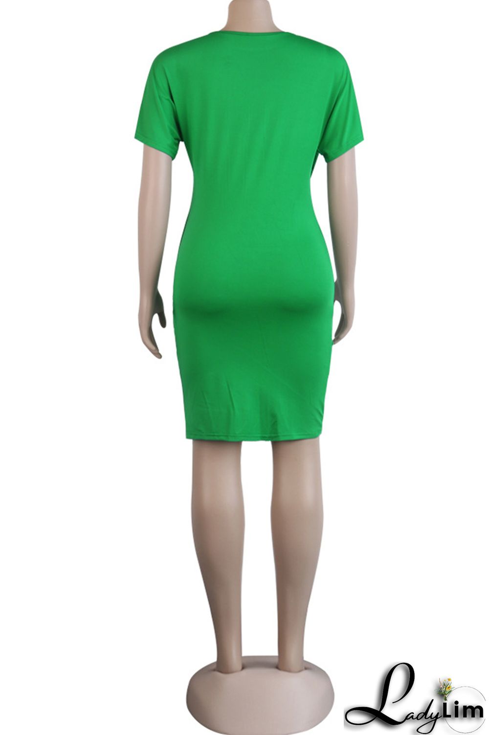 Grey Fashion Casual Solid Split Joint O Neck Short Sleeve Dress