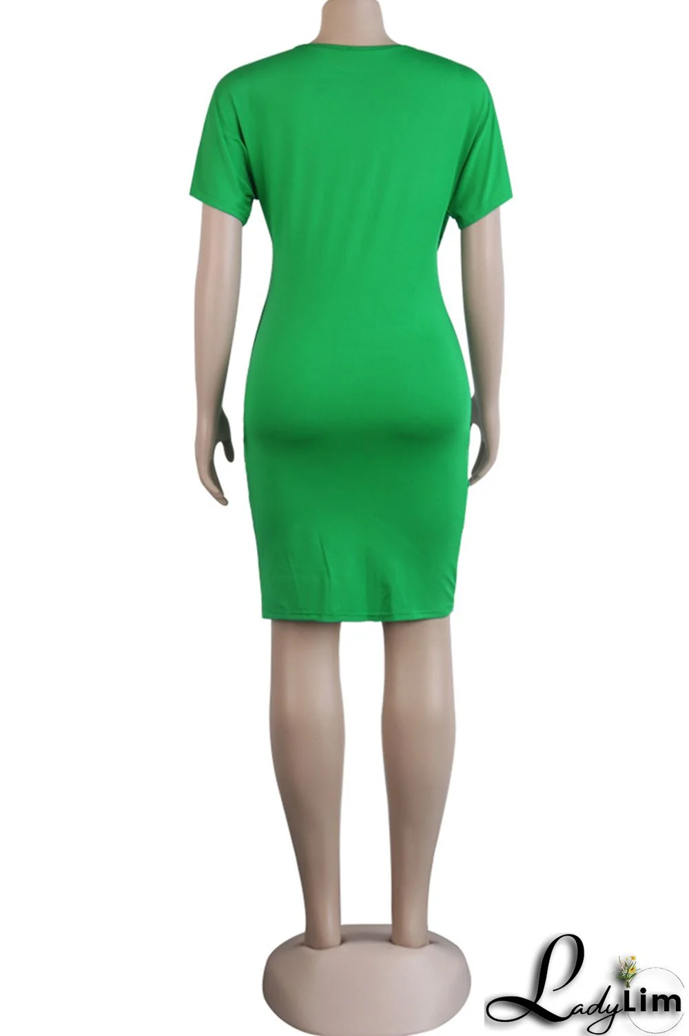 Grey Fashion Casual Solid Split Joint O Neck Short Sleeve Dress