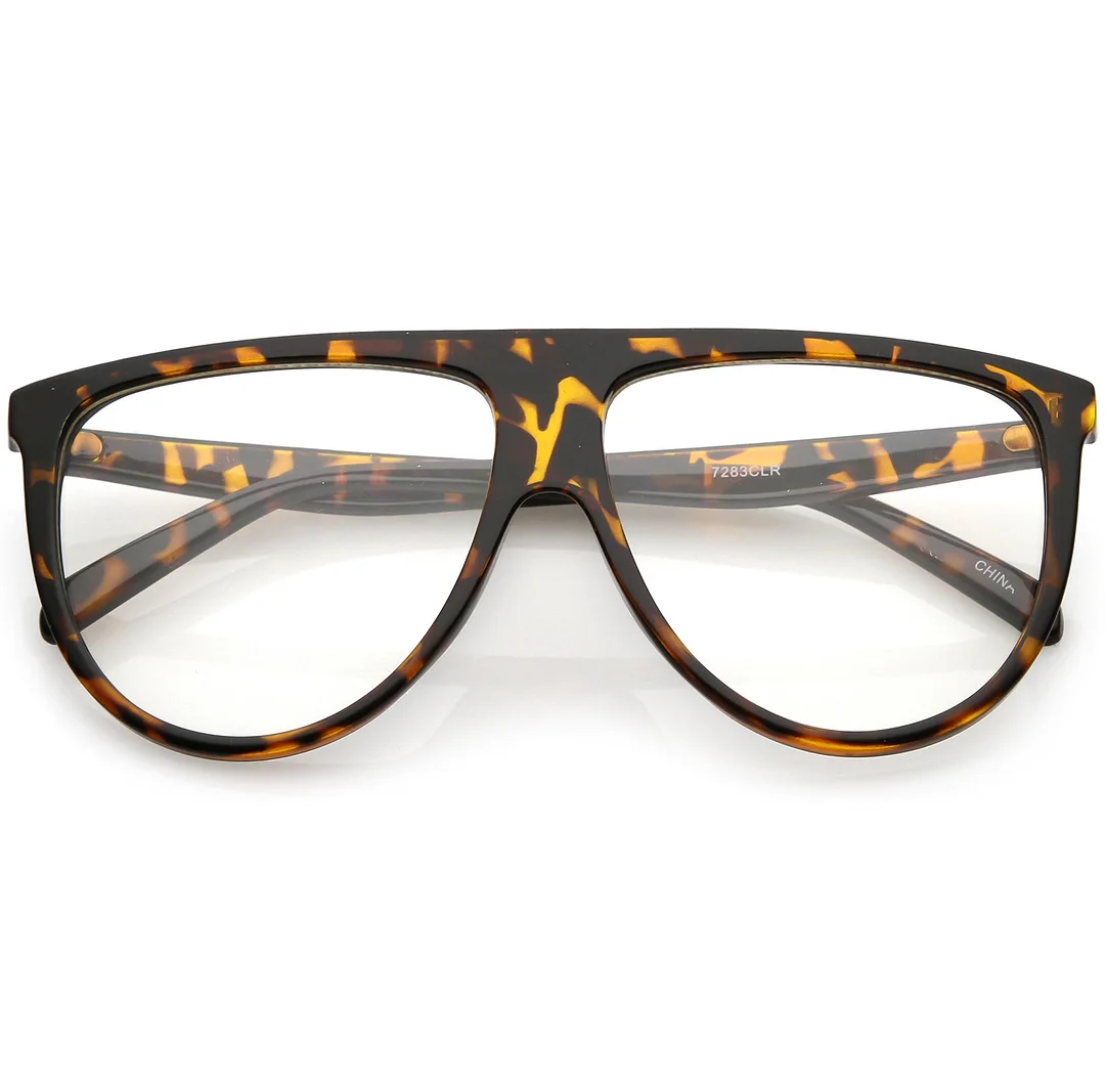 Oversize Bold Flat Top Aviator Eyeglasses With Clear Lens 60mm