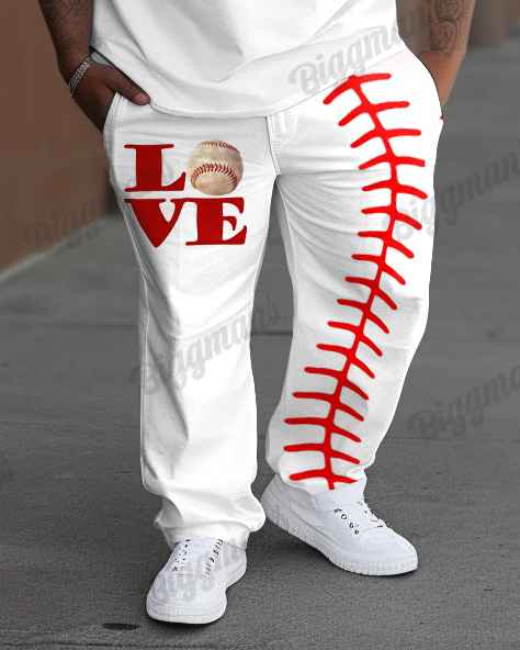 Men's Plus Size I Love Baseball Print Suit