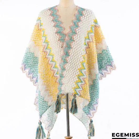 Women's  Casual V neck Half Sleeve Multicolor  Sweater | EGEMISS