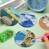 6Pcs/set Diamond Painting Wooden Bridge Coaster Cup Cushion With Holder