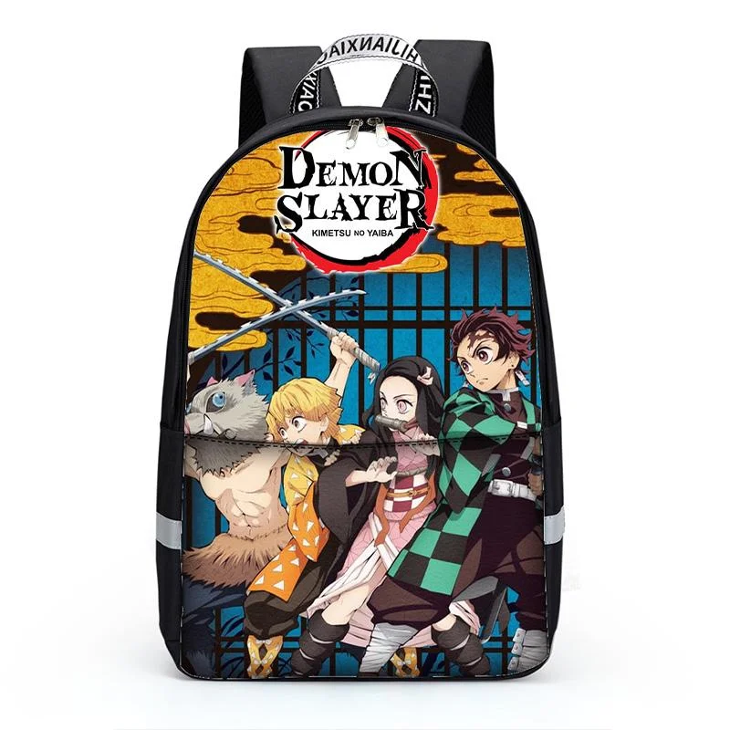 Buzzdaisy Teens Demon Slayer Backpack Set 3 Piece  Boys School Bags,Lunch Bags,Pencil Box 3 in 1