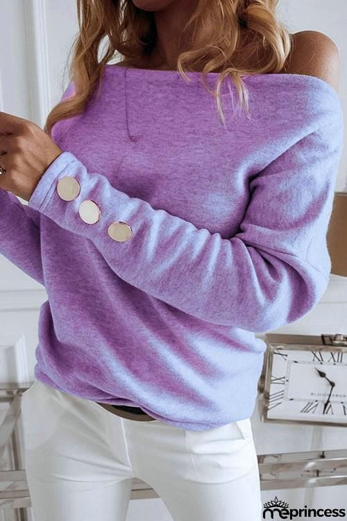 Button Dew Shoulder T Shirt