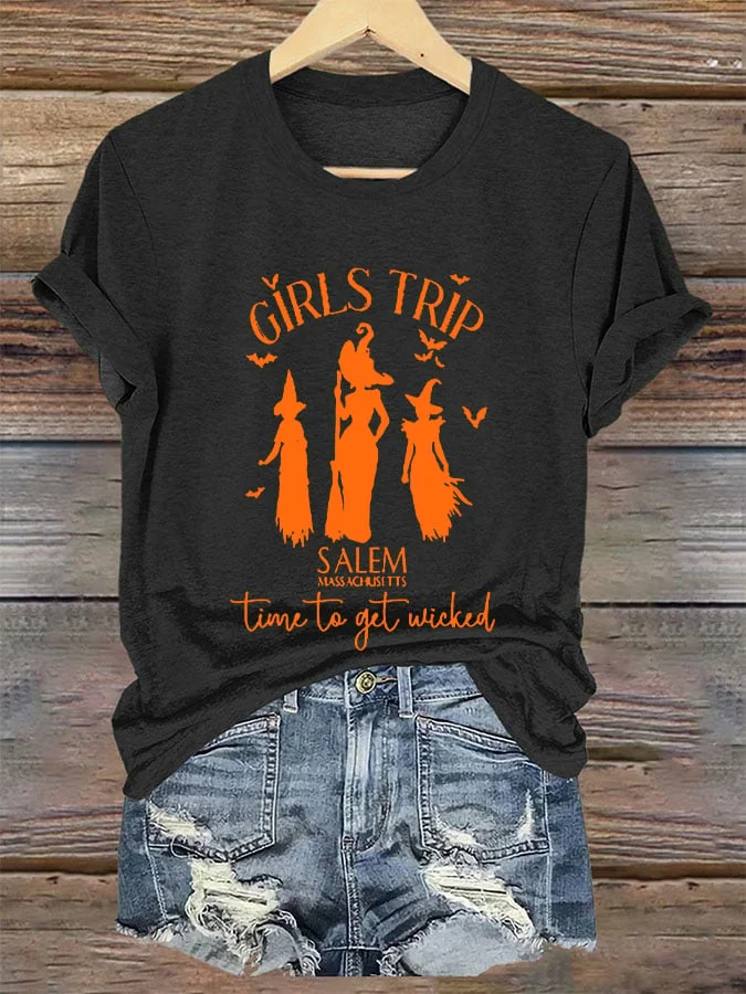 Women's Salem Girls Trip Hocus Pocus  Halloween Casual Tee