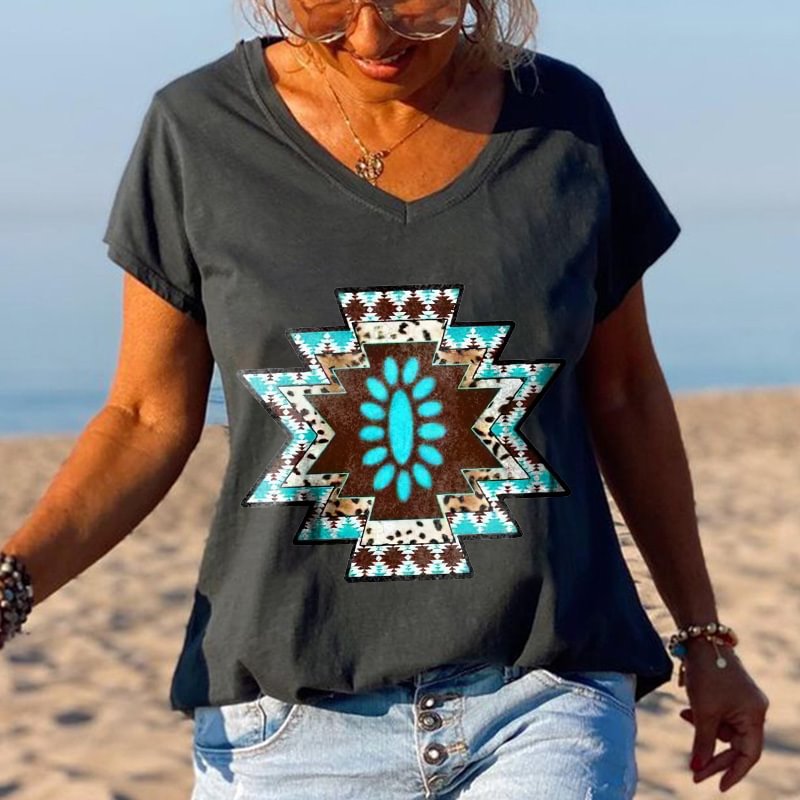 Tribe symbol graphic women casual tees designer