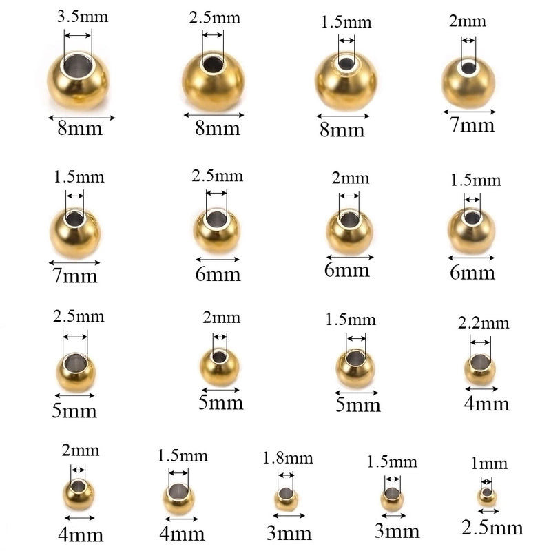 50 PCS/Package 304 Stainless Steel Solid Color Beads