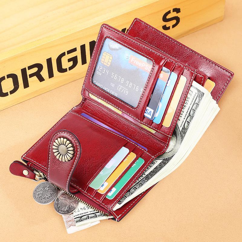 Women Wallet Genuine Leather Bifold Purse