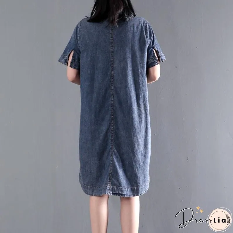 Loose denim sundress plus size causal denim summer dresses shift dress