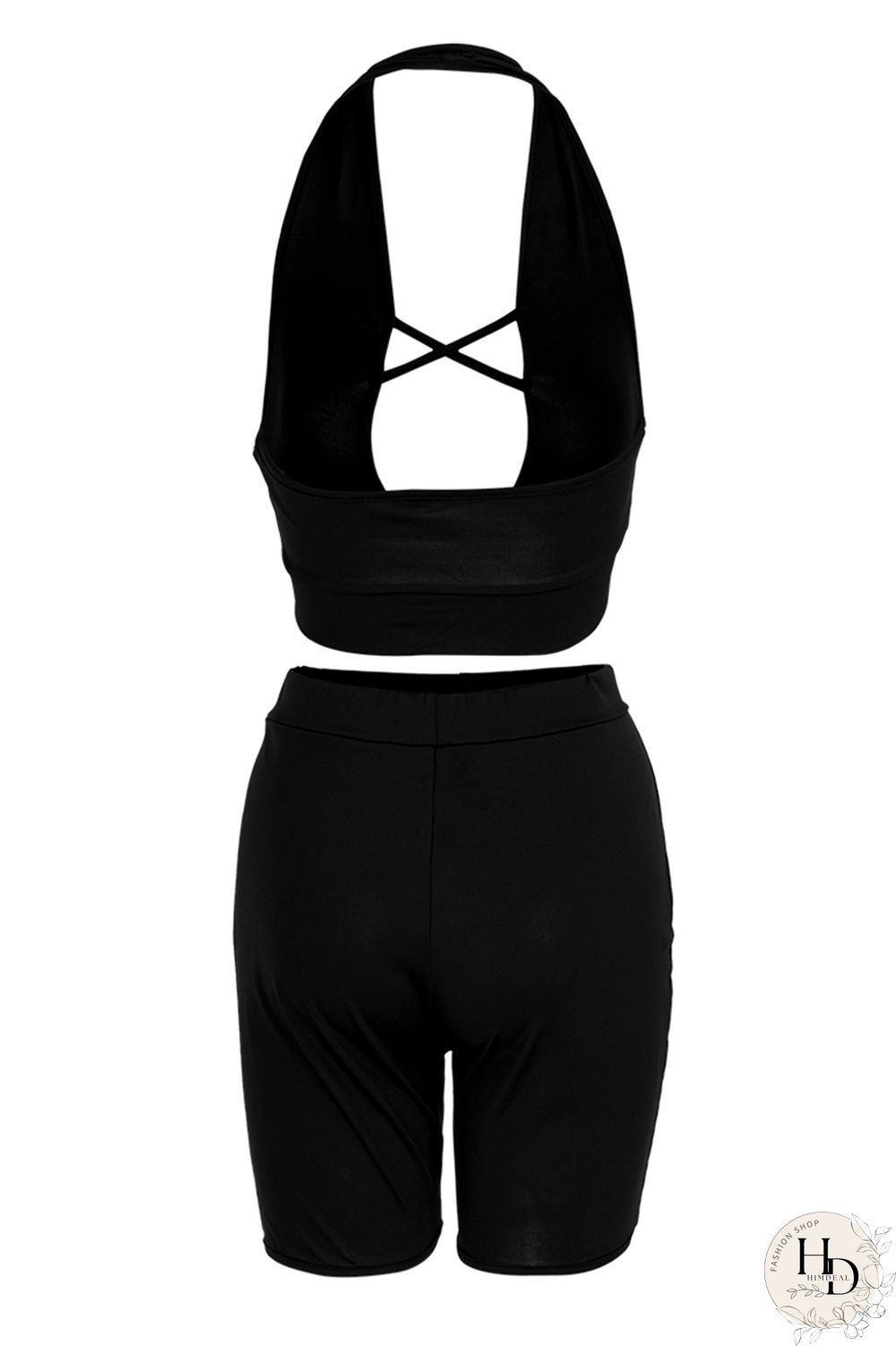 Orange Fashion Sexy Solid Hollowed Out Backless Halter Skinny Two-piece Set