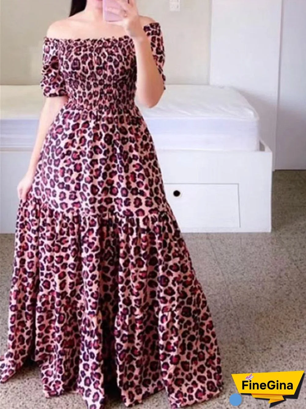 Women Sleeveless Off-shoulder Floral Printed Dress