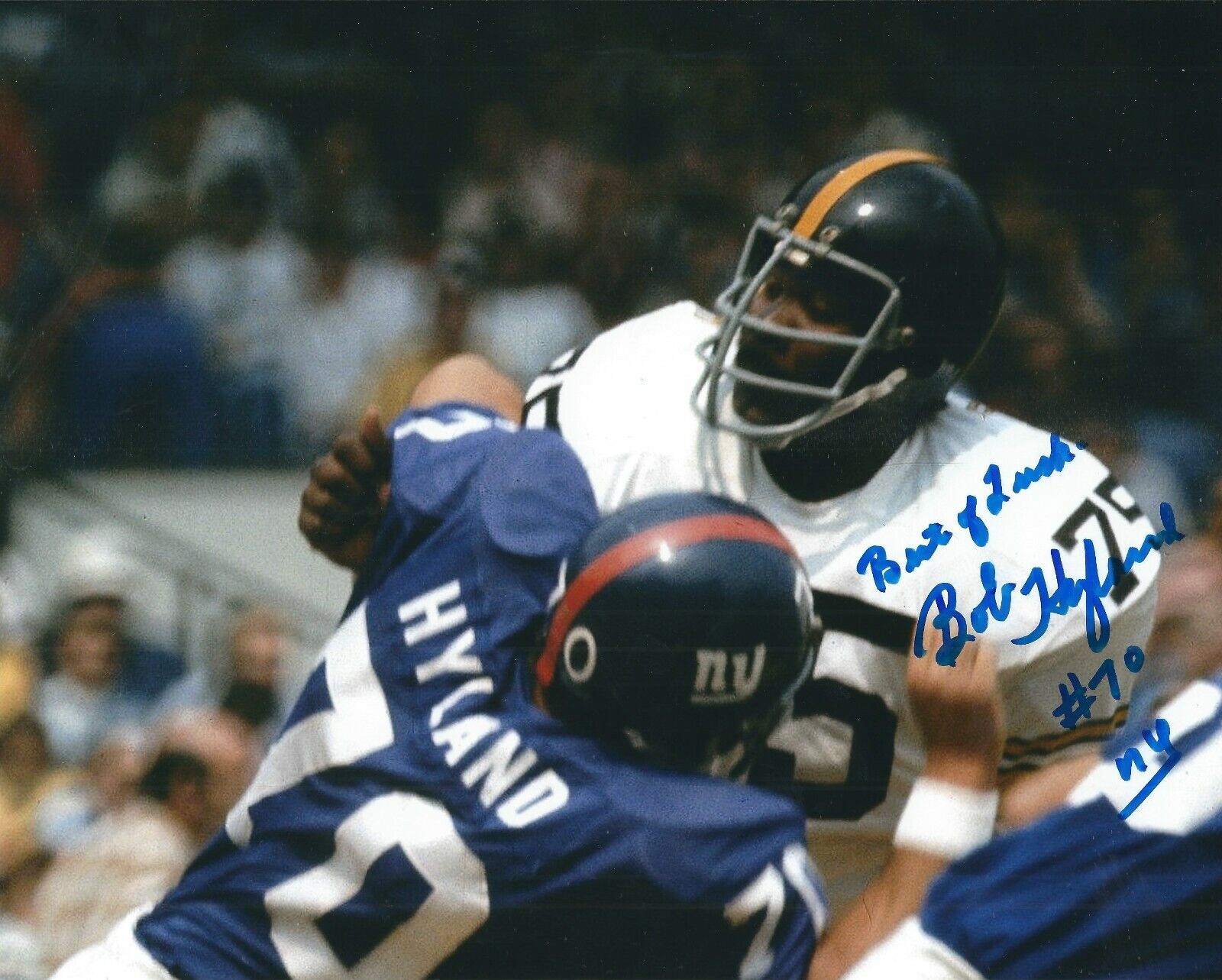 Autographed BOB HYLAND New York Giants 8x10 Photo Poster painting w/COA