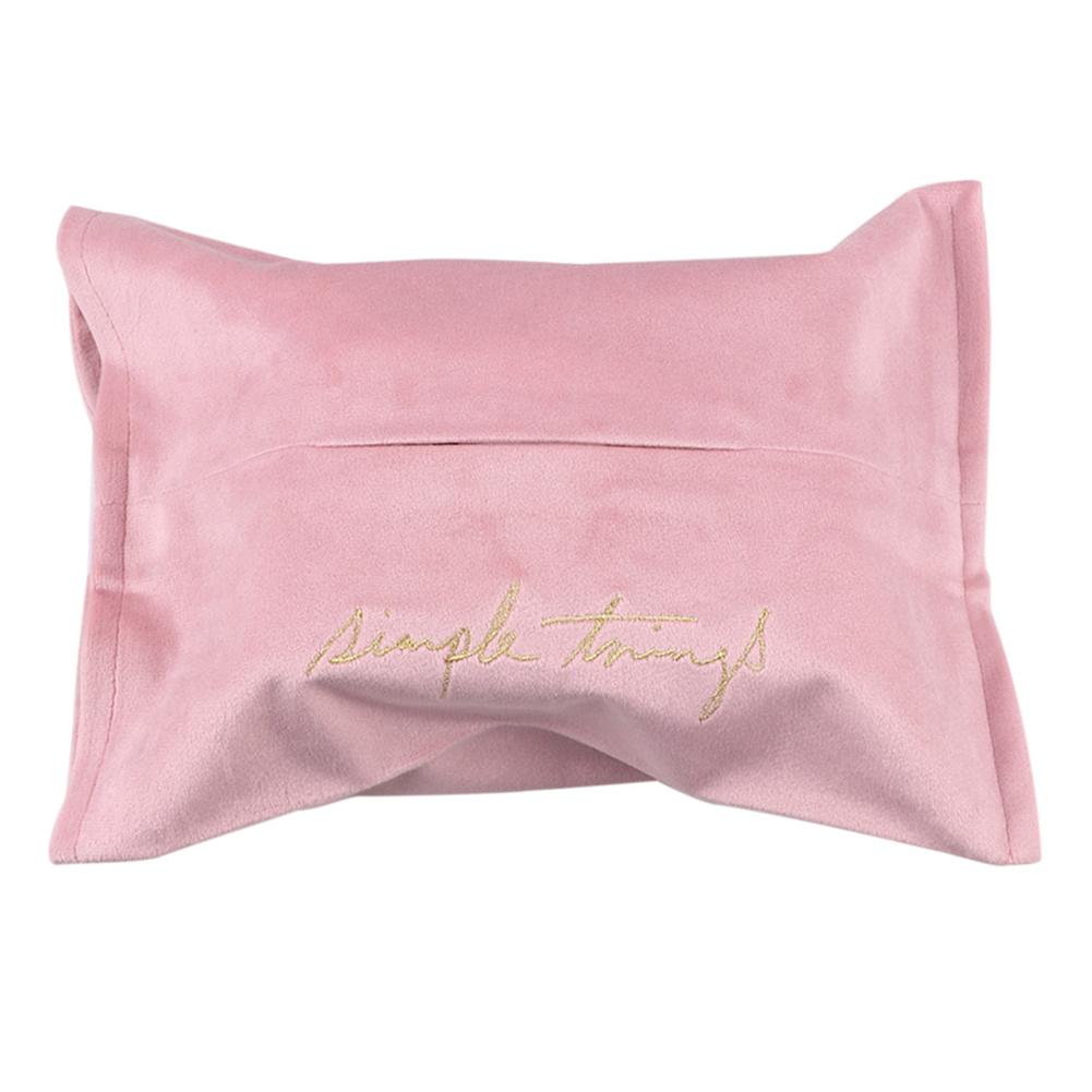 

Embroidery Velvet Tissue Box Napkin Holder Cover Car Paper Towel Container, Pink, 501 Original