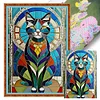Cat Stained Glass-11CT Stamped Cross Stitch 40*60cm(Big Size)
