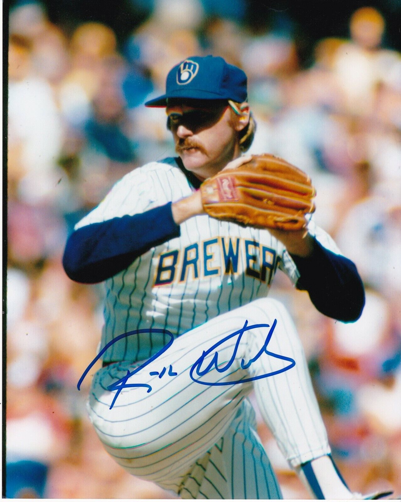 RICK WAITS MILWAUKEE BREWERS ACTION SIGNED 8x10