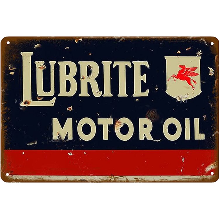 Lubrite Motor Oil - Vintage Tin Signs/Wooden Signs - 7.9x11.8in & 11.8x15.7in