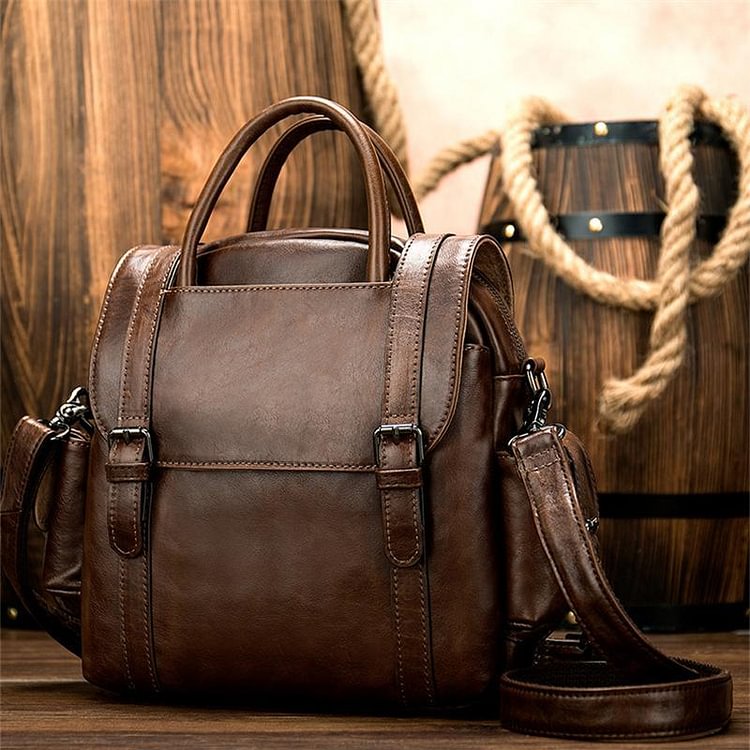 Men's Leather Backpack Retro Multifunctional Handbag