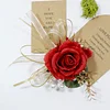 10PCS Wedding Catering Bridal Groom Guests Champagne Red Corsage Wrist Artificial Flower Bouquets