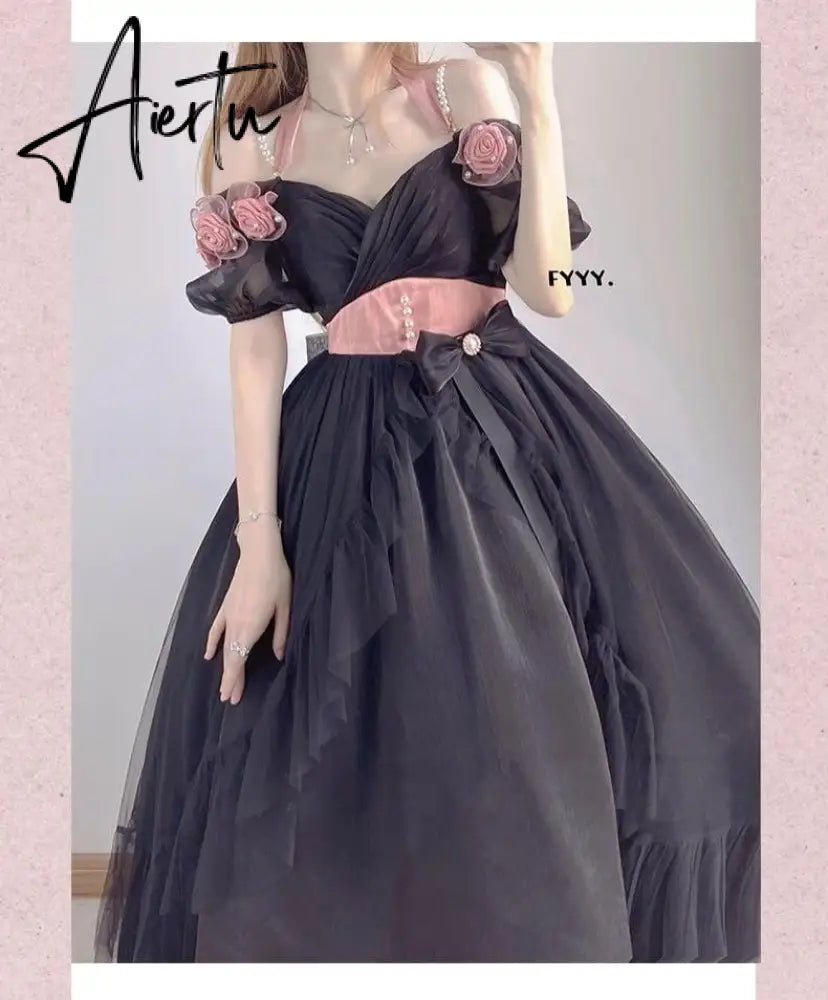 Flower Wedding Lolita Dress Light Gradient Blue Rose Fairy Princess Kawaii Sweet Elegant Lolitas Tea Party Dresses Victorian Aiertu