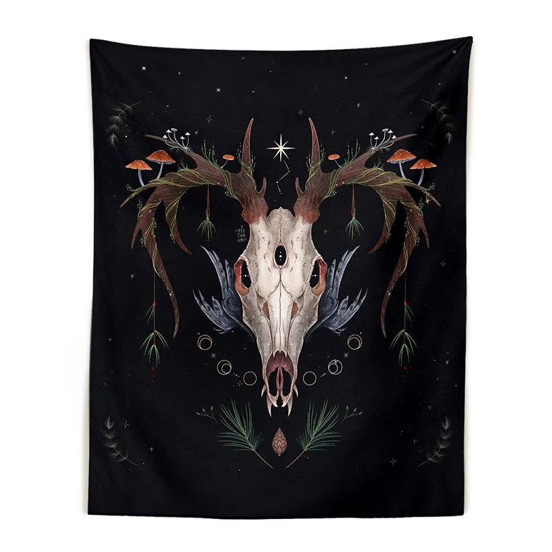 Botanical Mushroom Tapestry Wall Hanging Vintage moon phase Hippie Bohemian Tapestries Colorful Psychedelic INS Home Decor