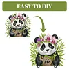 (US Local)Panda Theme Wood DIY Diamond Painting Hooks Home Decor Craft Kit for Wall Decor