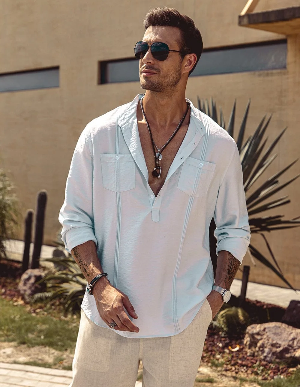 Henley Cotton Beach Shirts (US Only)