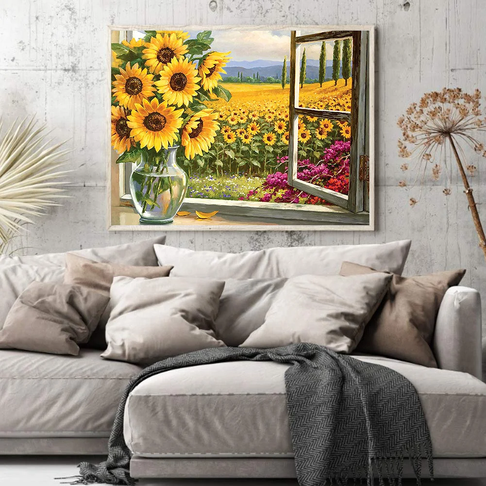 14CT Full Stamped Cross Stitch - Sunflower(Canvas|40*50CM)