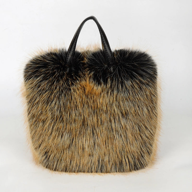 New Imitation Raccoon Fur Fur Plush Bag Women’s Bag Furry Personalized Design Handbag