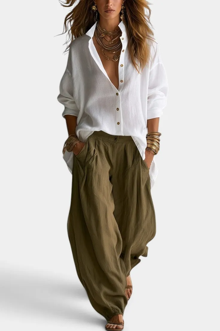Oversized Shirt with Wide Leg Trousers Set