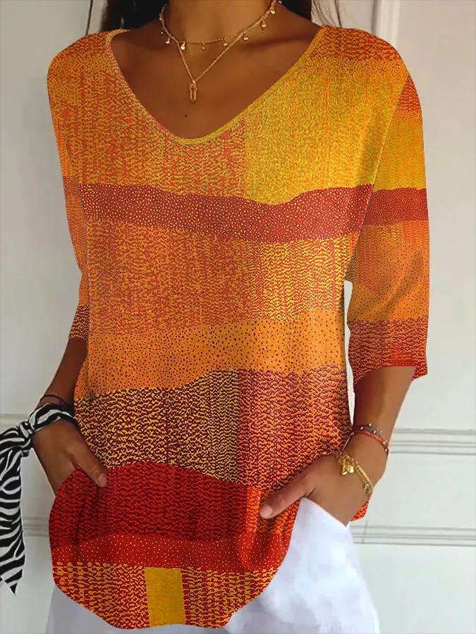 Women's Retro Autumn Print Top 