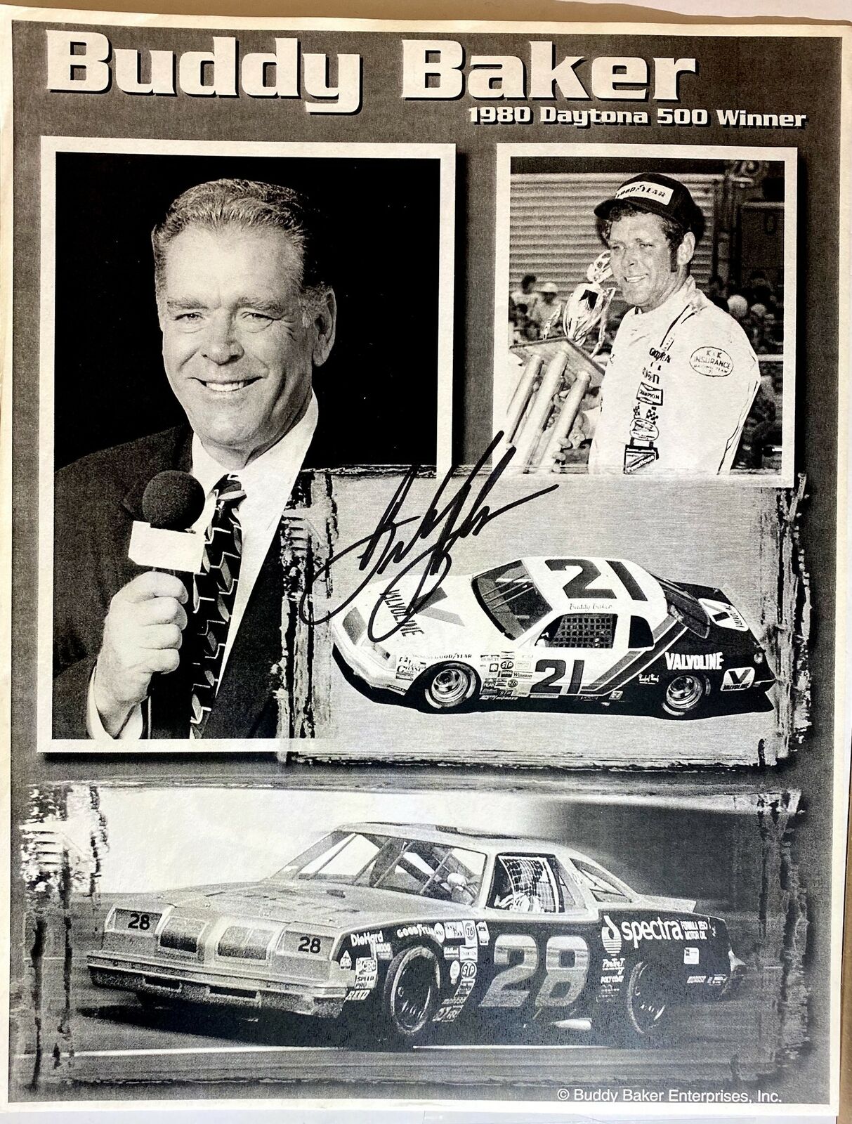 Buddy Baker Signed 8.5x11 Photo Poster painting NASCAR Stock Car Racing Daytona 500 Autograph