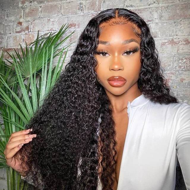 Deep Wave 5x5 Lace Closure Wigs Jerry Curly Glueless Wig Pre Plucked 180% Density