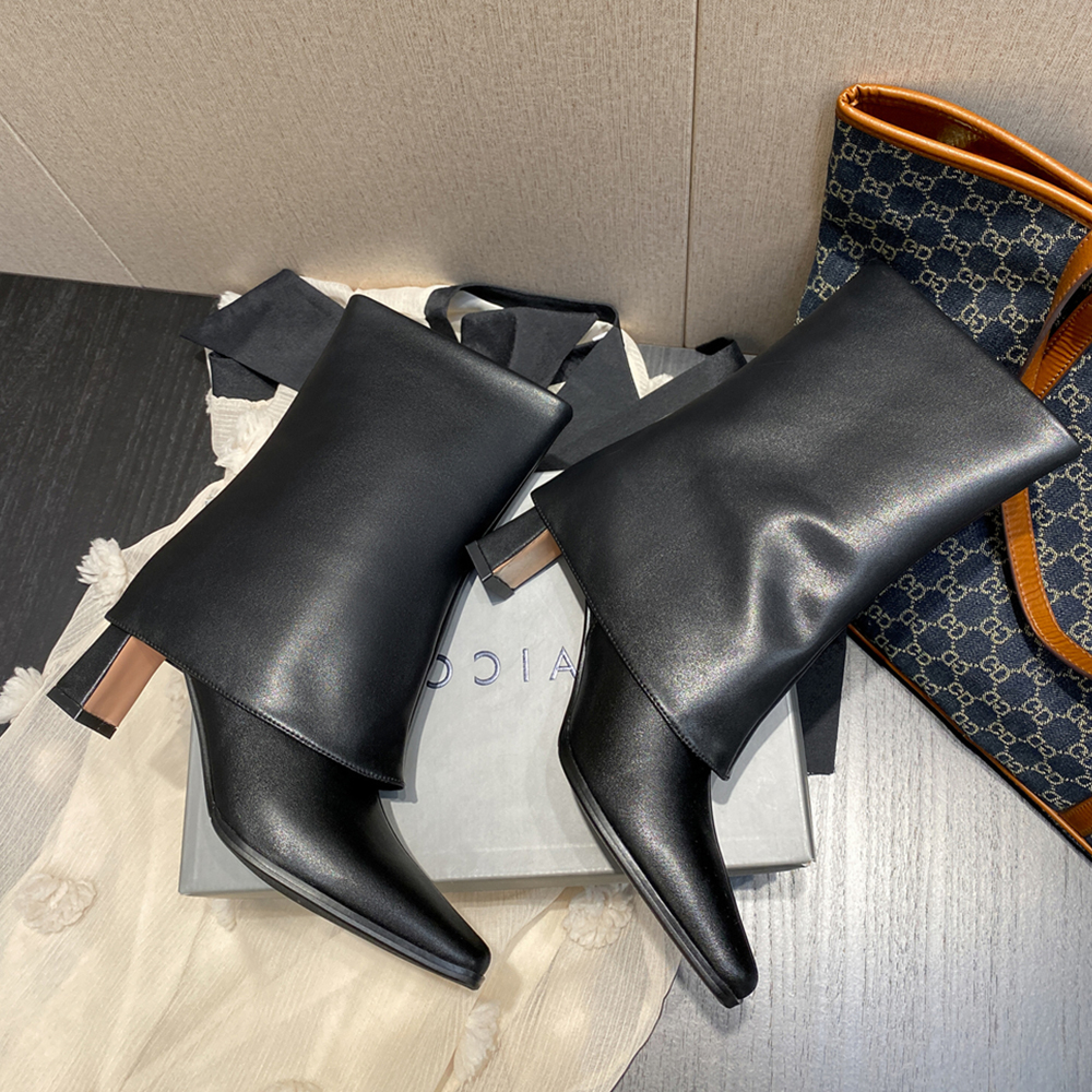 70mm Short Tube Block Heel Boots Black-vocosishoes