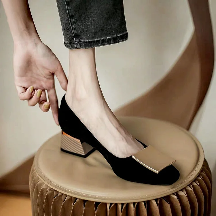 Square Heels PU Shoes