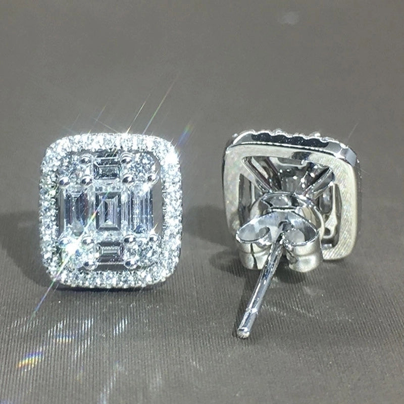 T Cubic Zirconia Fashion Women’s Platinum Diamond Copper Earrings