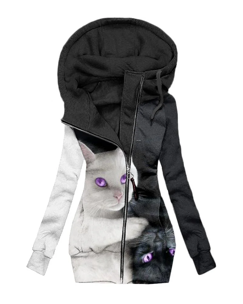 Women's Daily Vintage Print Hoodie-082204