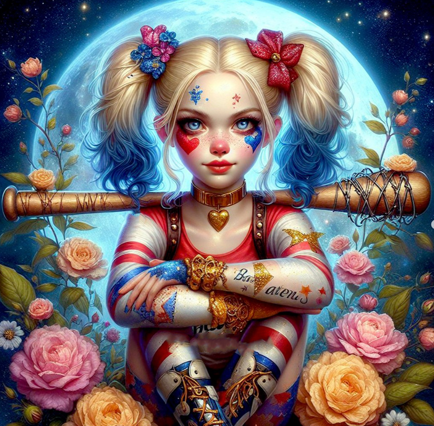 Harley Quinn (velvet cloth) full crystal round/square diamond painting