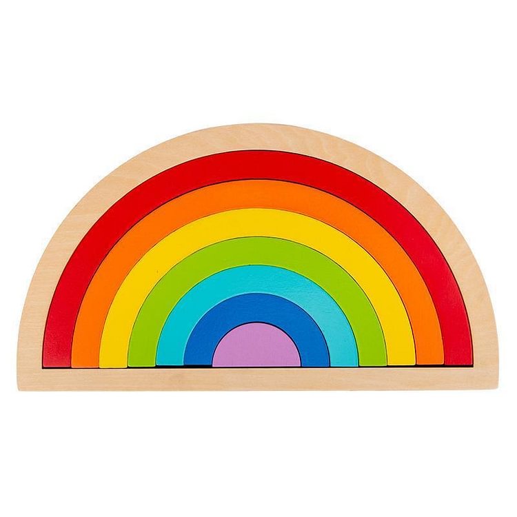 Rainbow Wooden Building Blocks Puzzle-Mayoulove