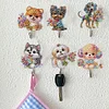 (US Local)6pcs/set DIY Special-shaped Diamond Painting Wall-mounted Key Hook Kit (Flower Dog)