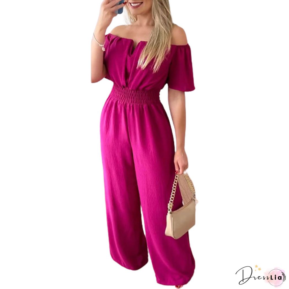 Women'S Jumpsuits One-Shoulder Lace Long Sleeve Lace Up Jumpsuit