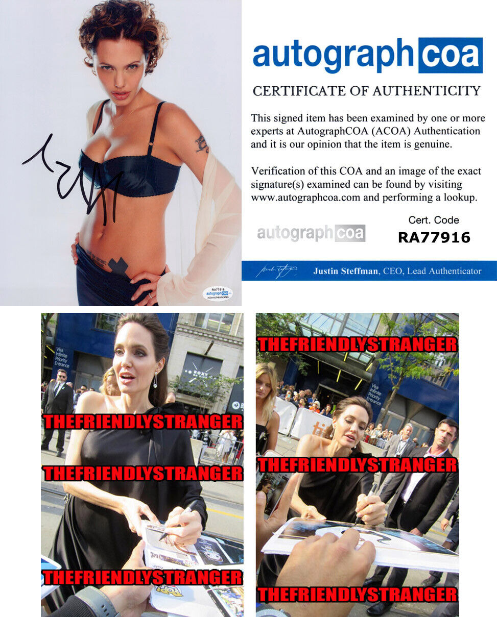 ANGELINA JOLIE signed Autographed 8X10 Photo Poster painting D - PROOF - SEXY Hot ACOA COA