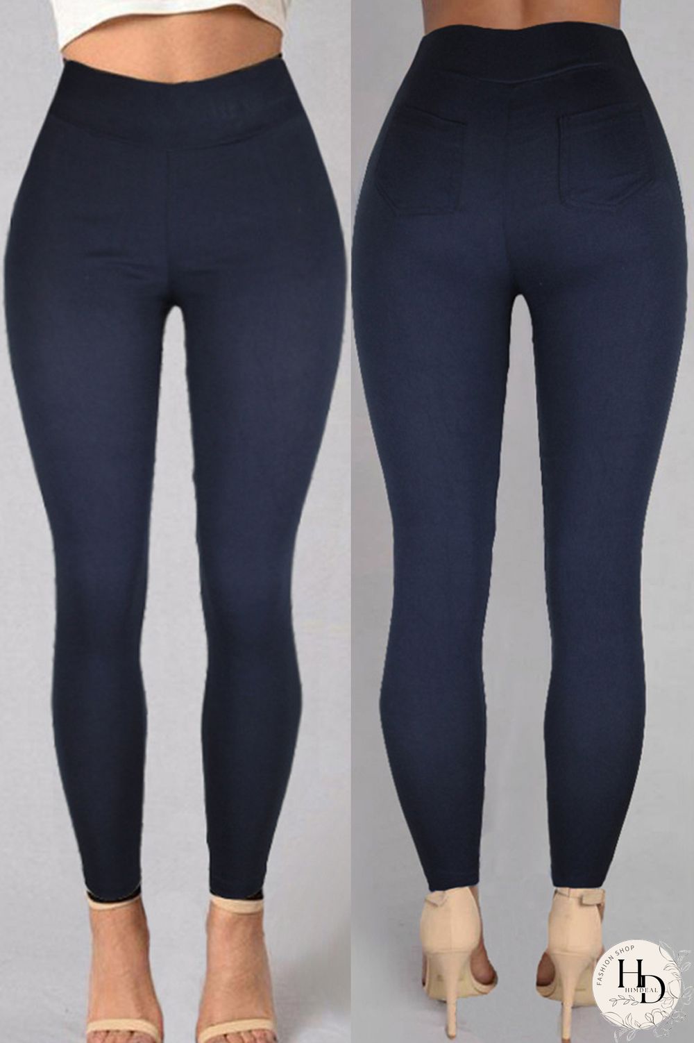 Burgundy Fashion Casual Solid Basic Skinny High Waist Pencil Trousers