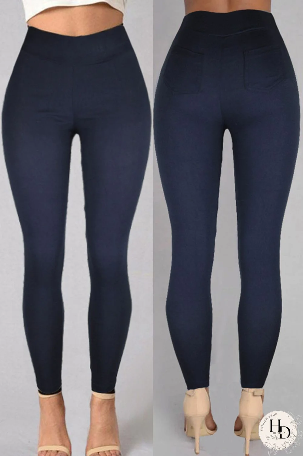 Burgundy Fashion Casual Solid Basic Skinny High Waist Pencil Trousers