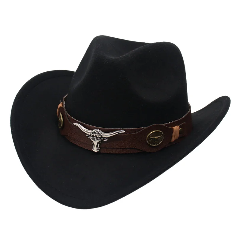 Western Ethnic Cowboy Bull Head Felt Hat