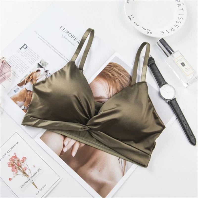 Sexy Satin Bra Triangle Cup Shaping Bralette Seamless Lenceria Push-up Beauty Back Tube Underwear Lingerie нижнее белье женское