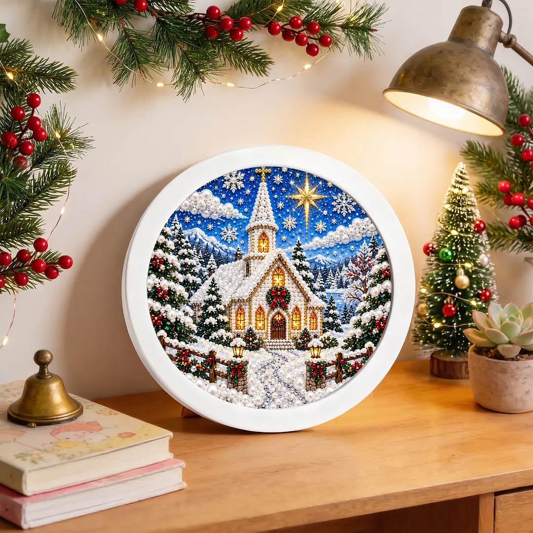 Framed Pearl Painting Craft Kit Church Holiday 7.87x7.87in