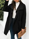 Fashion Loose Solid Color Long Sleeves Lapel Cardigan Woolen Outerwear